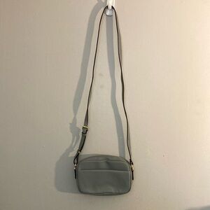 Sleek Blue-Gray Crossbody Bag with Adjustable Strap